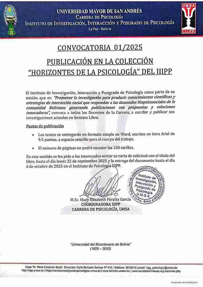 PUBLICACION EN LA COLECCION "HORIZONTES DE LA PSICOLOGIA" DEL IIIPP