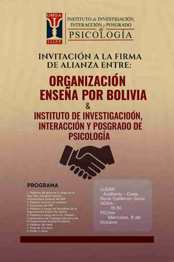 Firma de Alianza: Enseña por Bolivia y el IIIPP unen fuerzas.